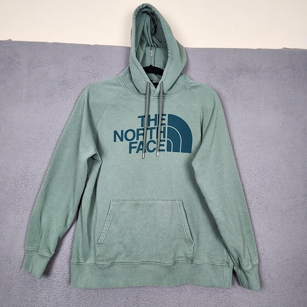 The North Face Hoodie Womens Large Green Logo Pullover Kangaroo Pocket NF0A4M4M